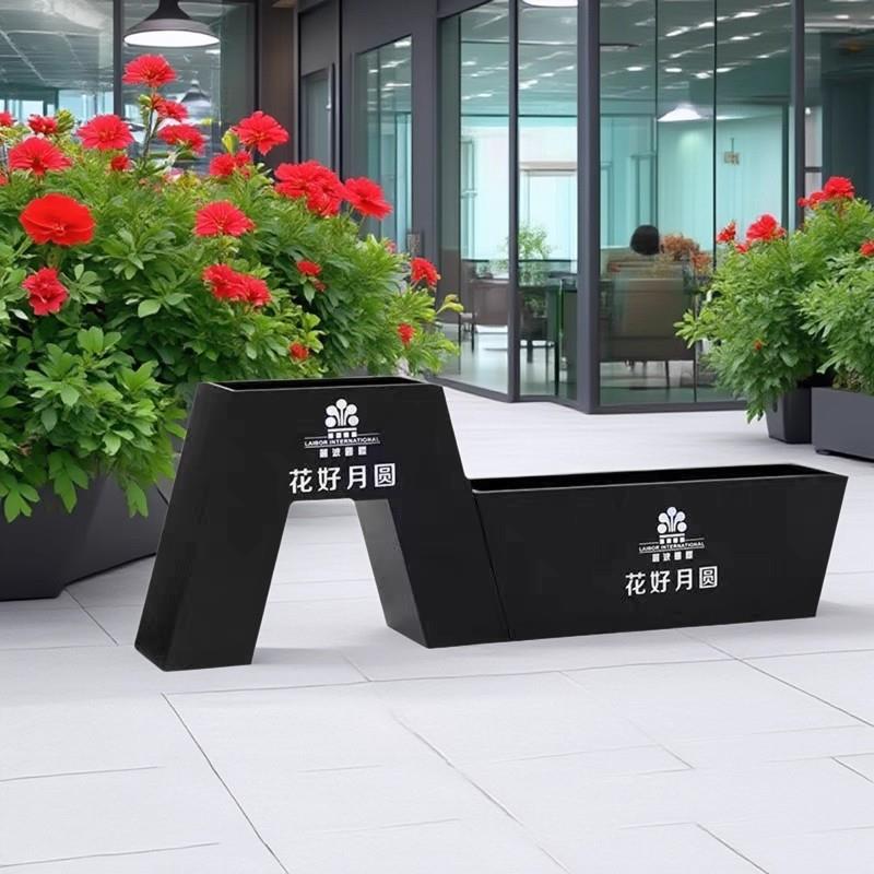 户外不锈钢花箱组合花坛景观花盆带轮树箱公园围栏隔断