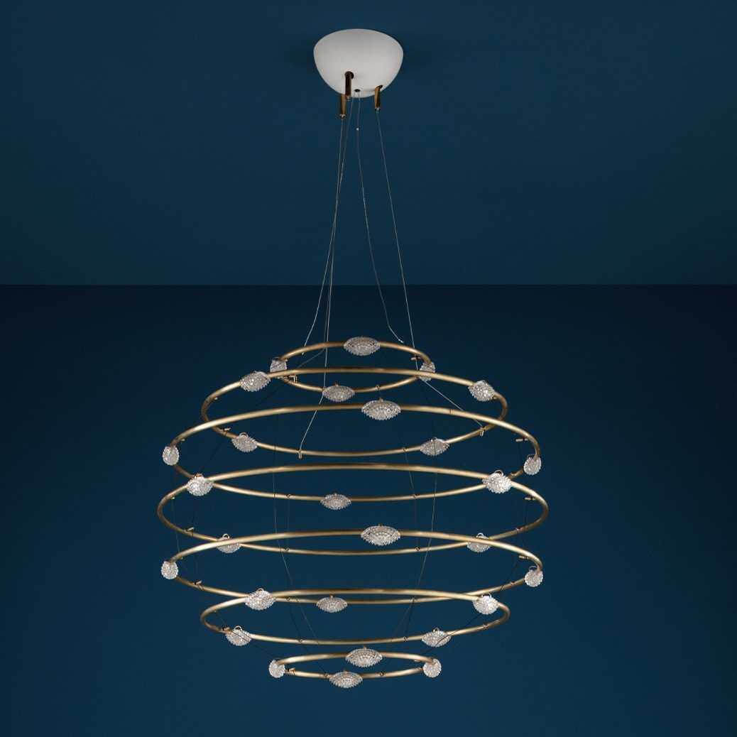 光无垠意大利原产进口C&S平层挑高层高别墅客厅吊灯现代球形金属