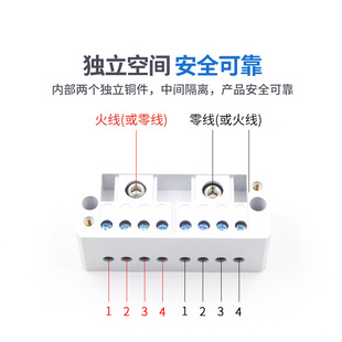 二进八出分线盒 家用接线盒220V单相零火并线大功率端子FJ6自升式