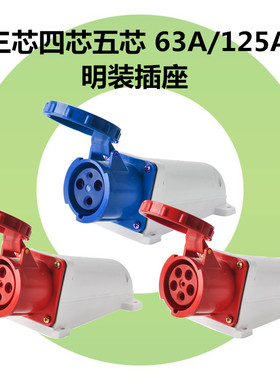 63A/125A-6h防爆连接器公母头套装IP67防水工业插头插座3芯4心5孔
