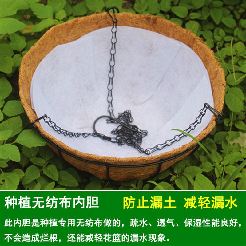 椰棕吊篮绿萝多肉吊兰悬挂花盆铁架子田园复古天然椰子纤维丝篮框