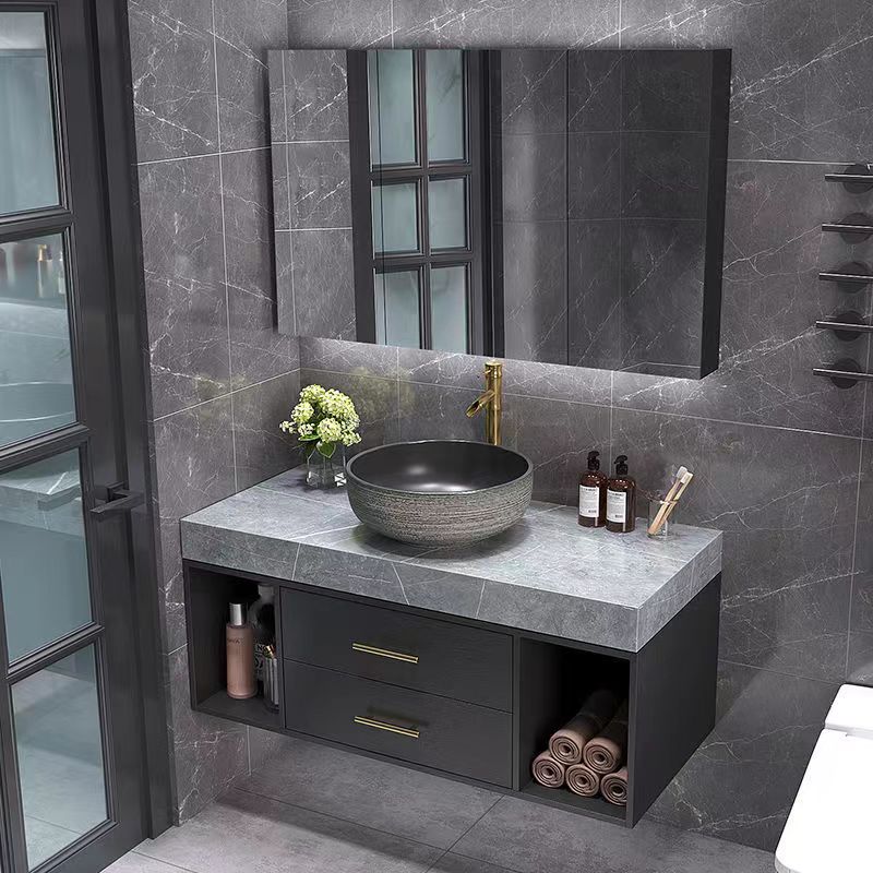 轻奢风浴室柜卫生间洗p手盆柜组合厕所洗脸池小户型洗漱台岩板面