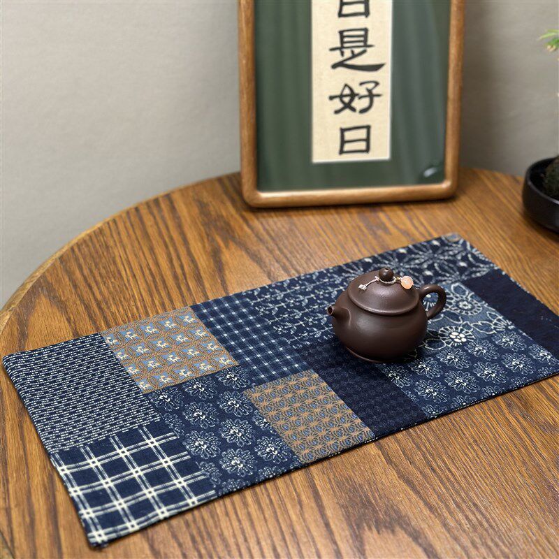 青山见采 手工复古民q族风拼布古典禅意茶席茶布茶桌垫桌旗桌布