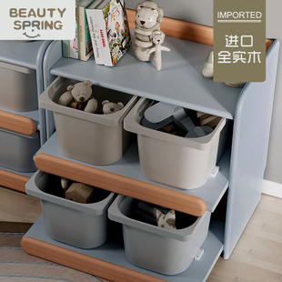 儿童玩具收纳架置物柜抽屉式v多层整理架大容量宝宝实木收纳储物
