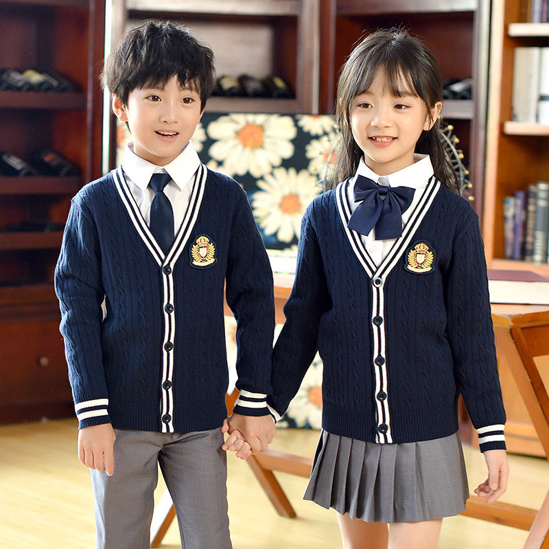 小学生校服c班服开衫毛衣套装儿童套装英伦学院风春秋冬季幼儿园