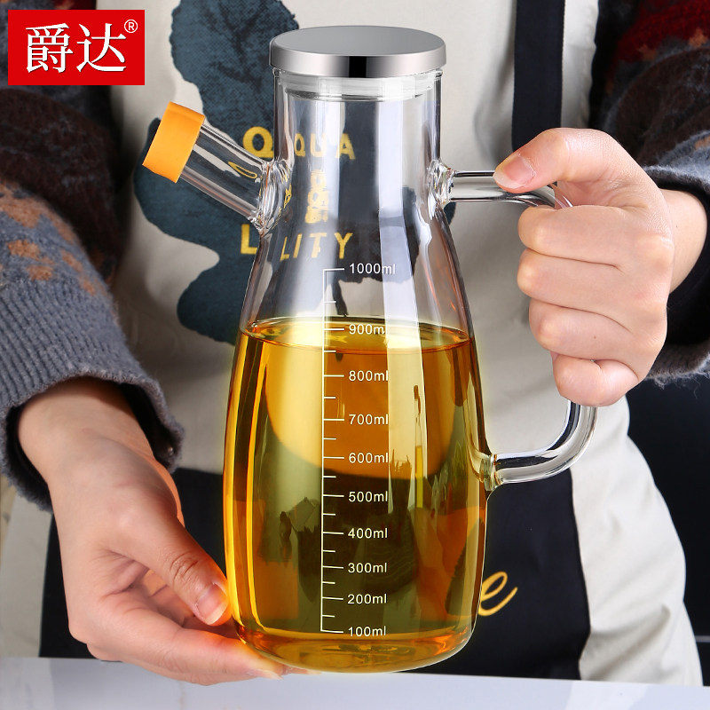 高硼硅玻璃油壶防漏定量装油瓶透明倒油罐大号大容量厨房家用