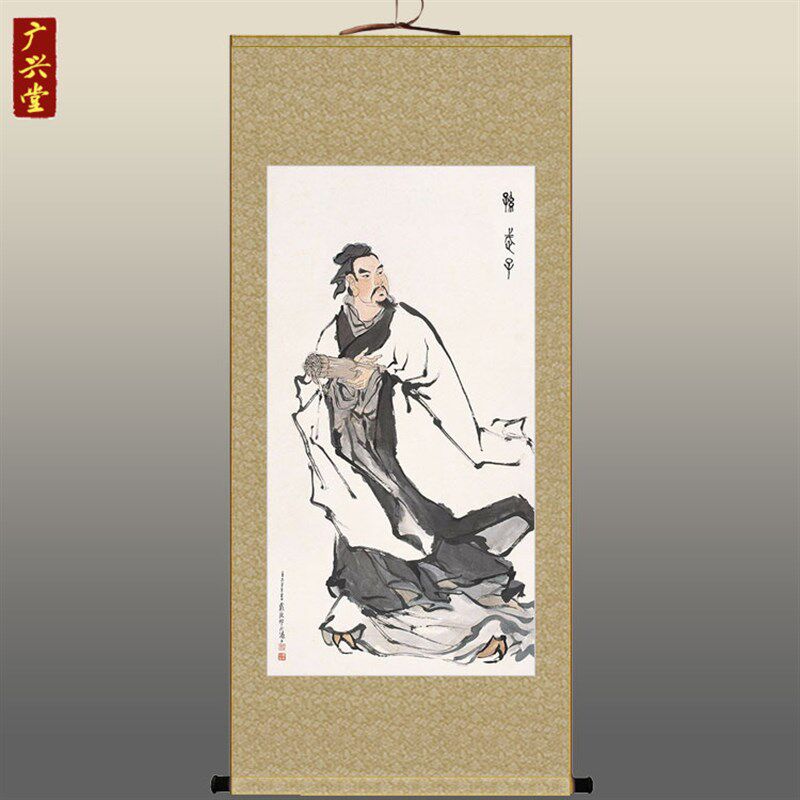 孙武画像 兵圣孙子人物画像 书房装饰画卷轴挂画 丝W绸画定制订做