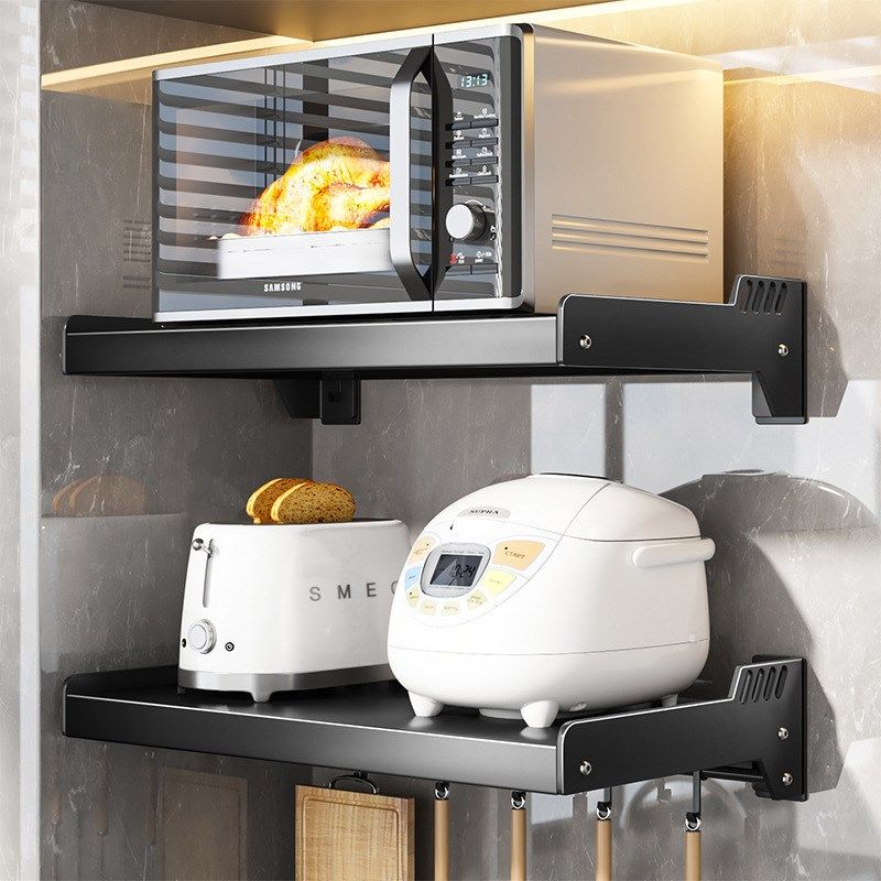 厨房微波炉置物架壁挂式免打孔挂墙上放烤箱架子家用托架收纳支架,电子元器件市场,其它元器件,淘宝优惠券,粉丝福利购,淘宝优惠卷