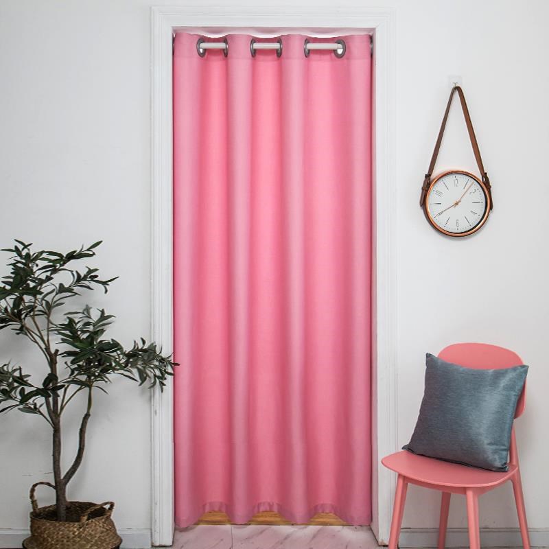纯色短帘免打孔家用门帘隔断空调帘卧室厨房试衣间卫生间隔绝布帘