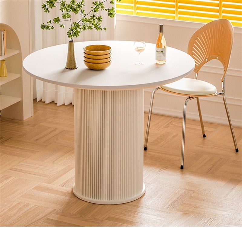 纯白岩板圆桌罗马柱餐桌简约小户型家用饭桌法式奶油风餐桌洽谈桌,住宅家具,板木餐桌,淘宝优惠券,粉丝福利购,淘宝优惠卷