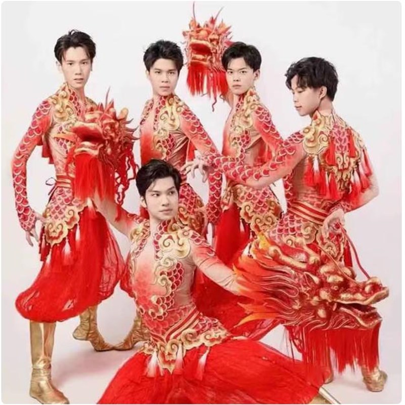 龙年龙吟九州g舞蹈服打鼓服装男春晚舞龙服开场歌伴舞演出秧歌服