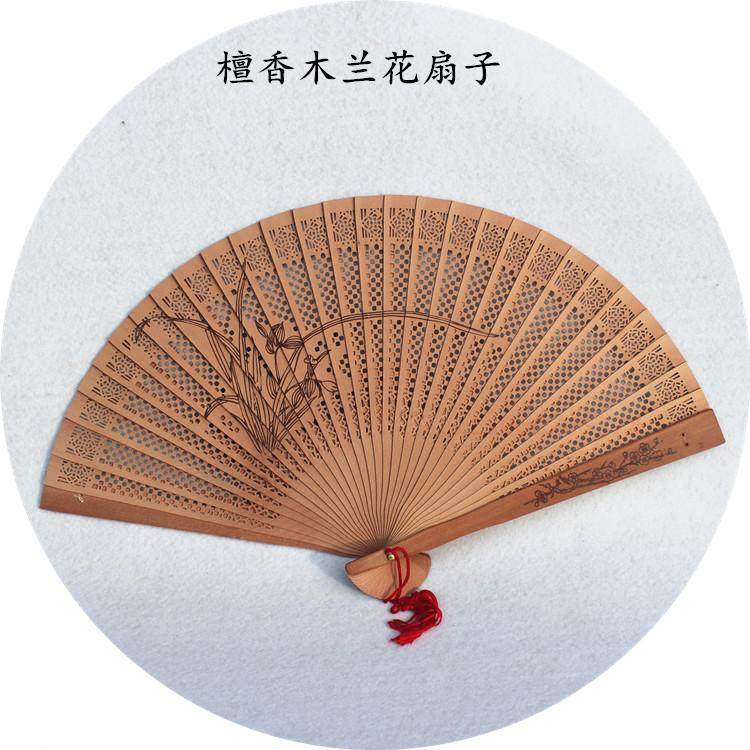 新款定制logo竹扇小礼品折扇香木扇高档缅木檀香扇工艺扇子带木盒