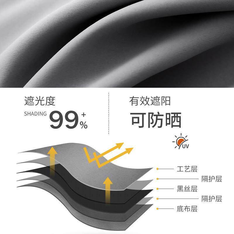 遮光窗帘衬布窗帘布卧室全遮光遮阳布料阳台挂钩式挡光里衬简易帘