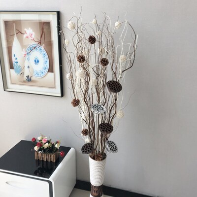 干花枝龙柳曲柳莲蓬树枝s家居装饰客厅玄关隔断橱窗插花装饰干花