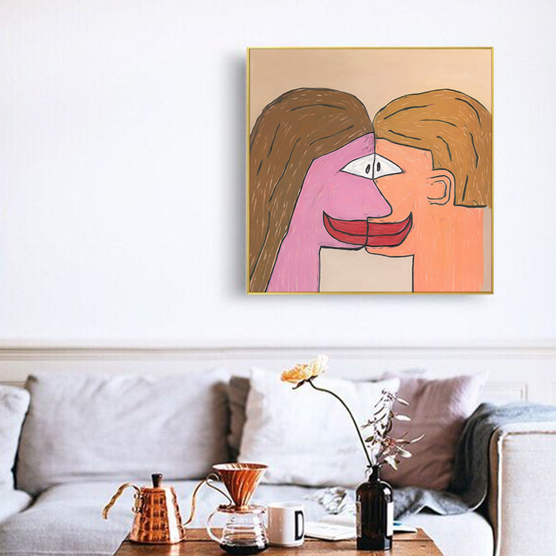 和你黏在d一起人物客厅装饰画咖啡馆挂画样板间展厅艺术画订