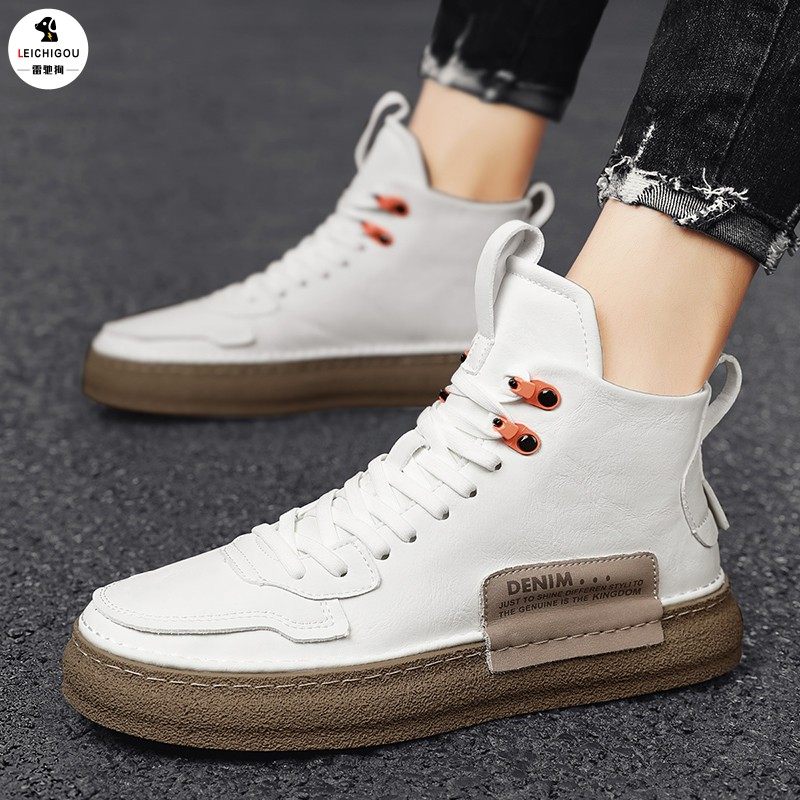 内增高男鞋10cm港风休闲马丁靴男款隐形增高鞋男冬季新款高筒板鞋