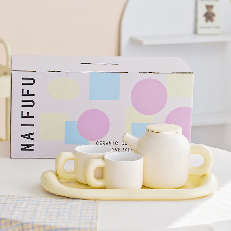 奶油风乔迁杯具套装杯子陶瓷水杯茶杯水壶家用茶具客厅礼盒礼品,餐饮具,水具套装,淘宝优惠券,粉丝福利购,淘宝优惠卷