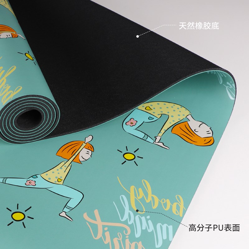 仙女印花PU体式天然橡胶瑜伽垫家用干湿防滑加厚健身垫子