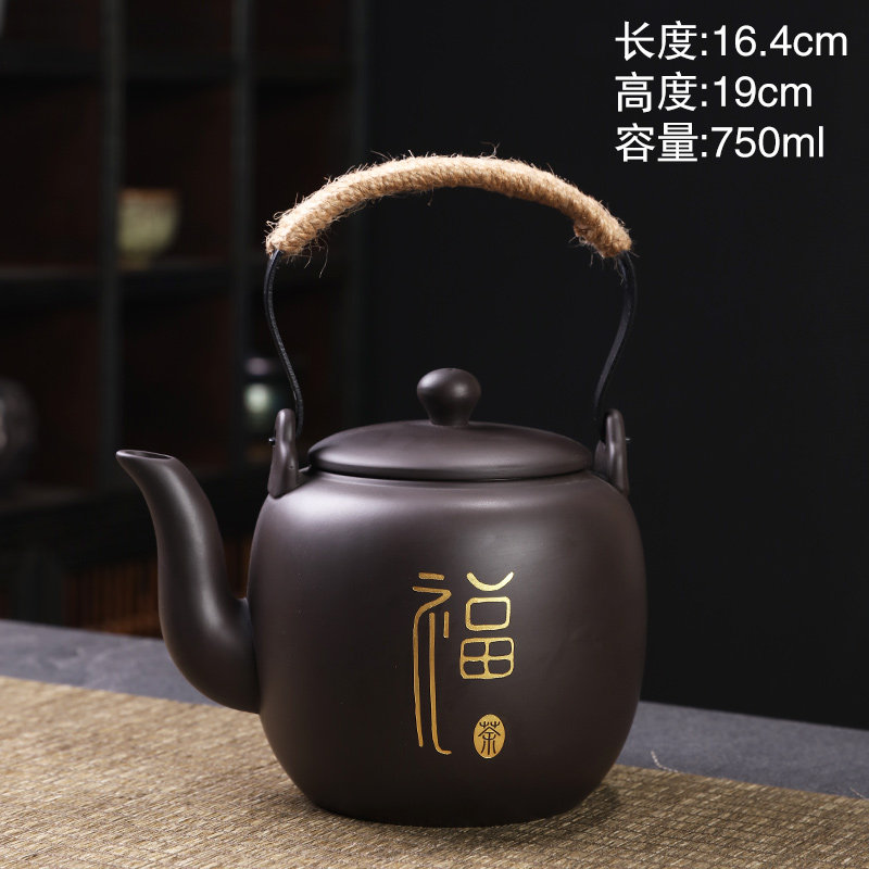 紫砂原矿茶壶大号提梁壶陶瓷功夫C茶具家用单壶大容量泡茶喝茶水
