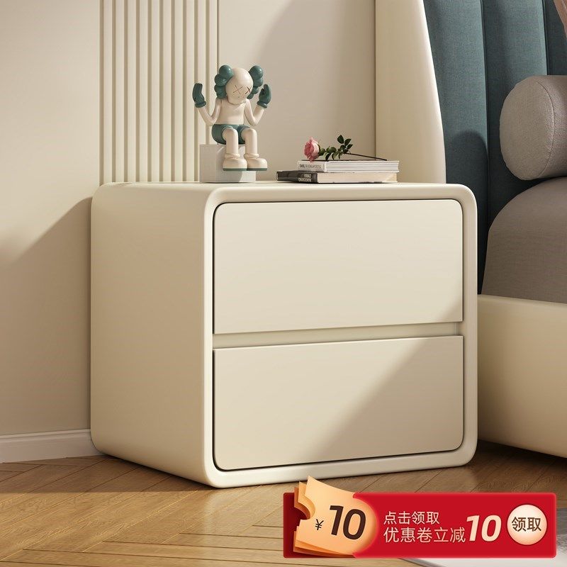 法式奶油风床头柜实木高级感简约双层免安装小型床边柜极简储物柜,住宅家具,床头柜,淘宝优惠券,粉丝福利购,淘宝优惠卷