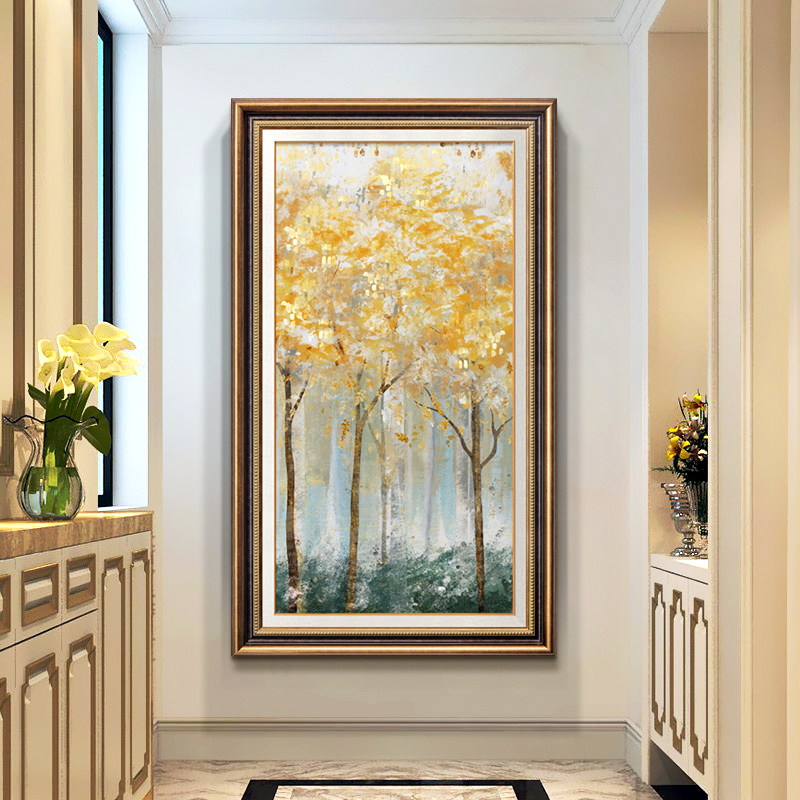 美式过道玄e关装饰画现代简约客厅挂画沙发背景墙画走廊竖版发财
