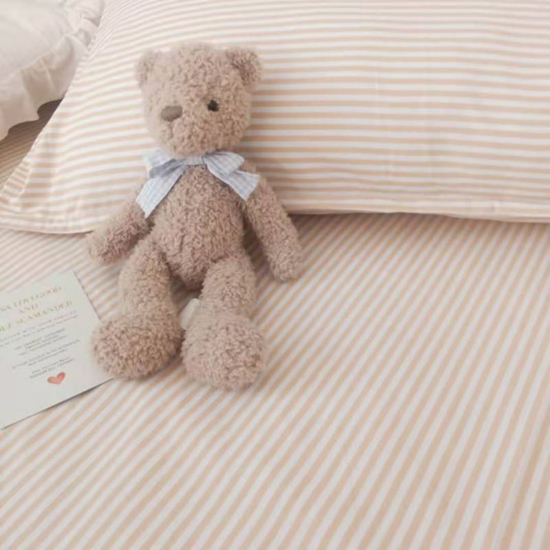 米咖日式条纹老粗布床单被单单件三件套山东单人双人床上用品