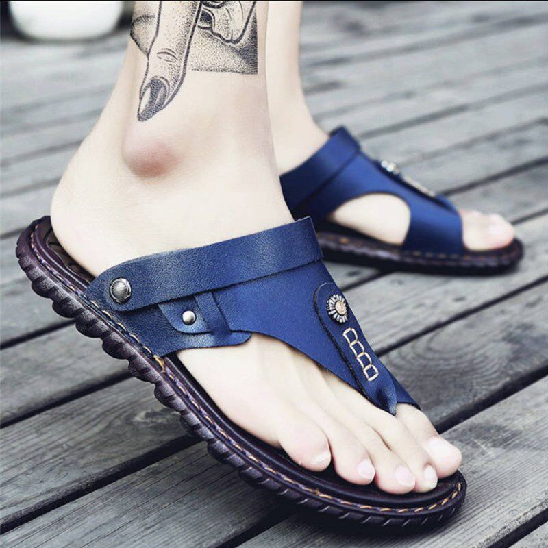 夏季2020新款凉鞋男夹趾沙滩男士人字拖鞋男时尚外穿X开车软底凉