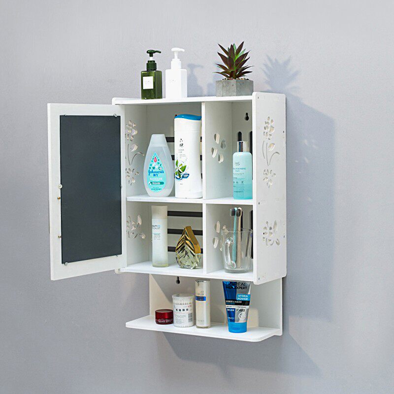 卫生间吊柜免打孔洗漱台置物y架浴室厕所镜子壁挂柜防水阳台洗澡