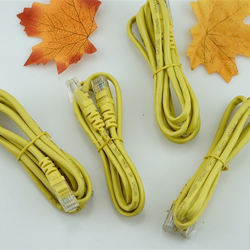 50条一包网络跳线成品机房黄色灰色8芯短网线带水晶头1/1.5米