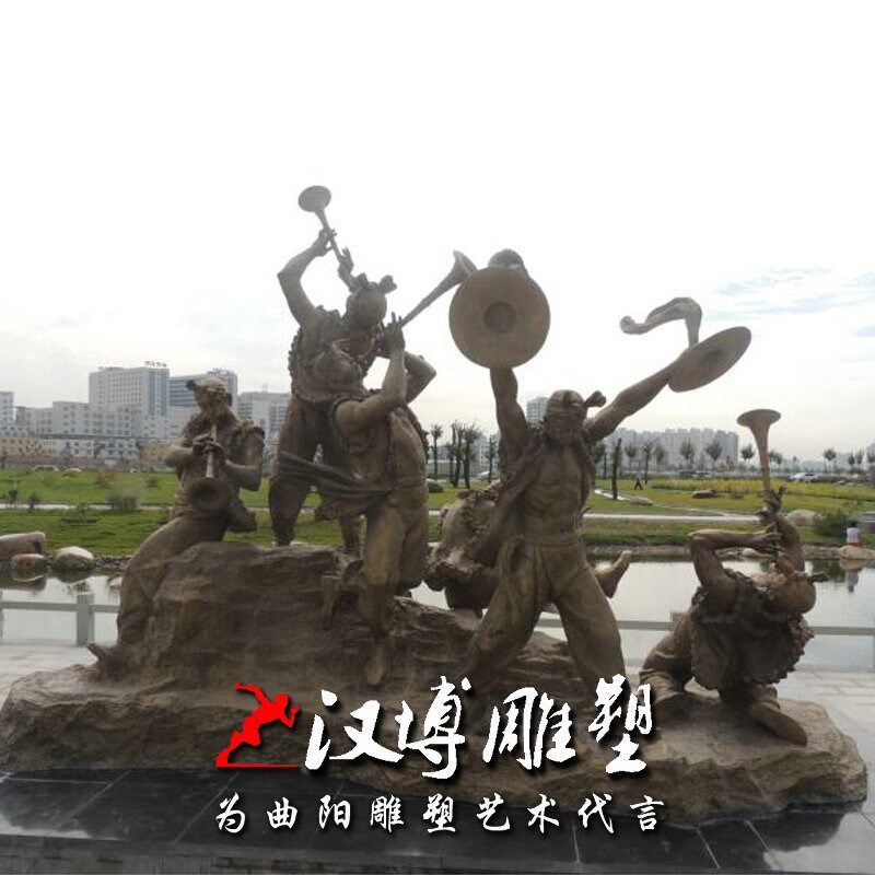 吹唢呐人物铜雕塑定制音乐雕塑陕北民俗雕塑城市广场景观小品雕塑