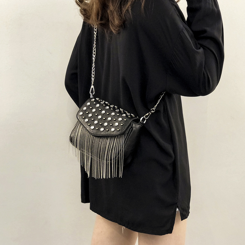 网红质感小众包包女20r23新款潮时尚百搭洋派流苏链条斜挎小包