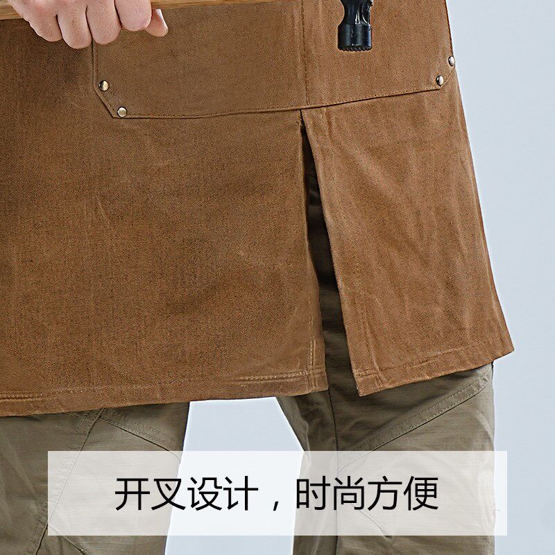 美式围裙防水防h油耐磨帆布多口袋工具男式园艺园林工作服定制log