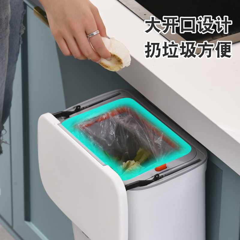 挂壁式厨房垃圾桶家n用橱柜门带盖分类收纳筒可悬挂拉盖滑盖垃圾