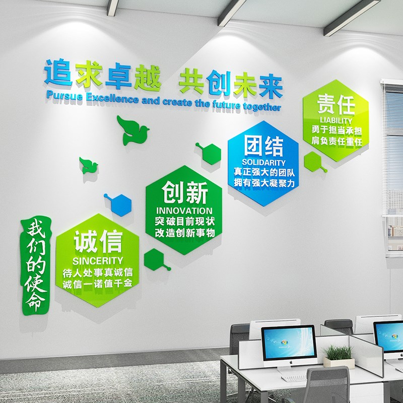 办公室墙面装饰企业文化背景激励志I销售墙贴纸会议公司标语