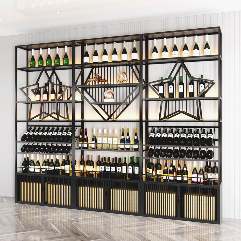酒庄展示c架靠墙发光铁艺葡萄酒架红酒架柜工业风酒柜红酒展示柜