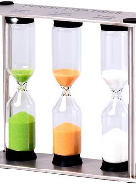 儿童刷牙沙漏计时器3/4/5分钟厨房器个性流沙瓶防摔小摆件