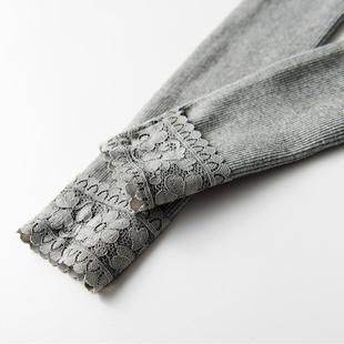 女外穿分螺纹棉裤 内搭裤 护膝保暖女士竖条纹蕾丝 裤 20a新21款