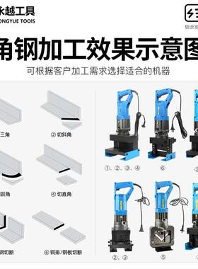 电动角铁倒冲角机切断机手提角钢切断倒角槽钢干挂不锈钢光伏冲孔