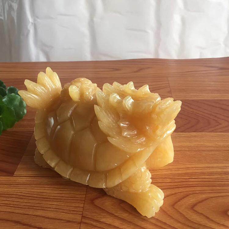 米黄玉龙龟摆件黄玉精雕龙龟玉摆件