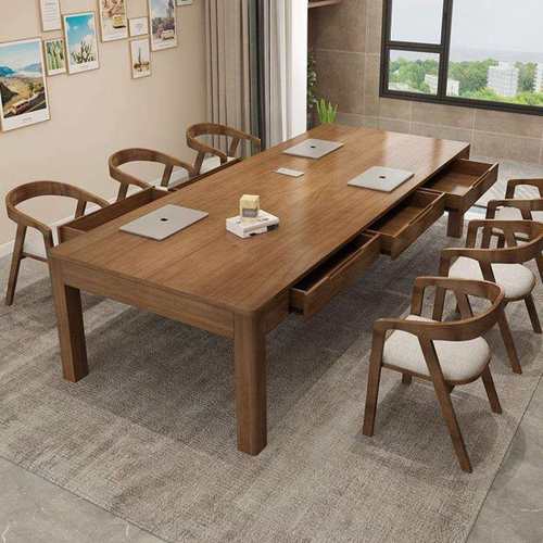 实木办公桌椅组合带抽屉家用简约学习桌长条桌现代简约工作台