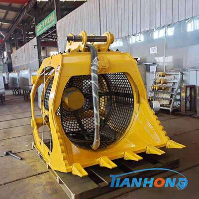 厂家直供30吨级挖掘机旋转筛分斗河道泥沙清洗滚筒筛斗 筛孔可选