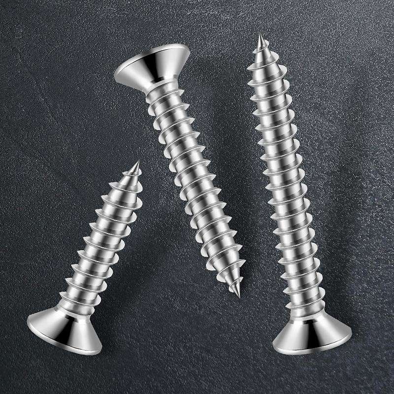 304不锈钢自攻螺丝M3 平头十字木螺丝M4加长M3.5沉头M5加粗M6螺钉