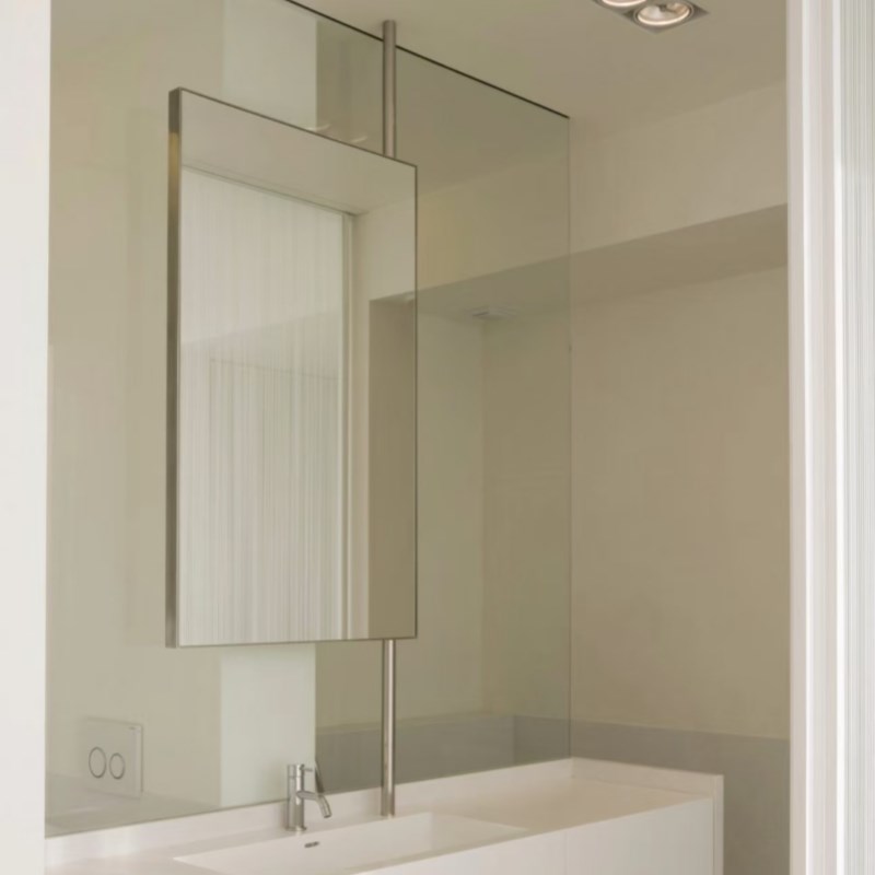 不锈钢浴室镜天花板悬挂化妆镜洗手台吊镜悬空镜子酒店卫生间镜子