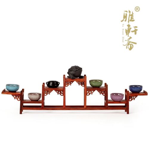 。红檀木七步小博古架 红托架摆件 实木中式茶壶底座茶具架展木示