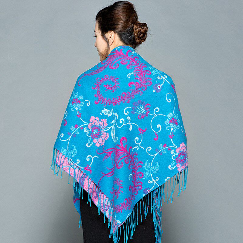 民族风大方巾云南西藏旅游拍照百搭加厚秋冬保暖围巾空调披肩两用