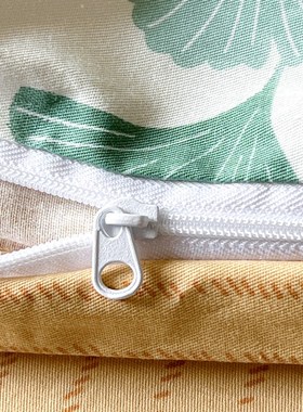 ins文艺绿色银杏叶全棉美式床上用品四件套纯棉1.5m1.8米被套床单