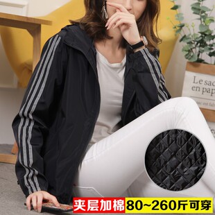 棉衣女胖.mm潮冬季 2021新款 薄棉服女200斤棉袄加肥加大码 大码 韩版