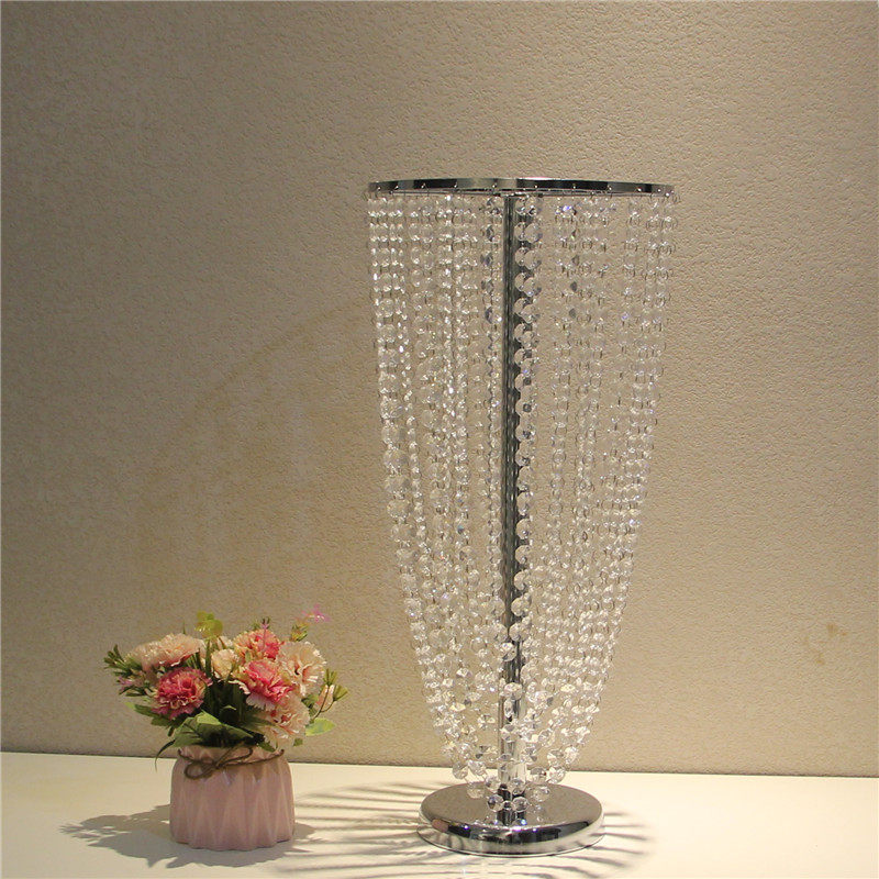 2019新款婚庆道具欧式餐桌水晶花架摆件仪式亭珠帘挂件两用装饰件