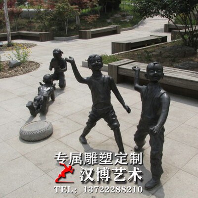 传统文化小男孩放风筝主题文化艺术人物雕像仿铜玻璃钢民俗雕塑