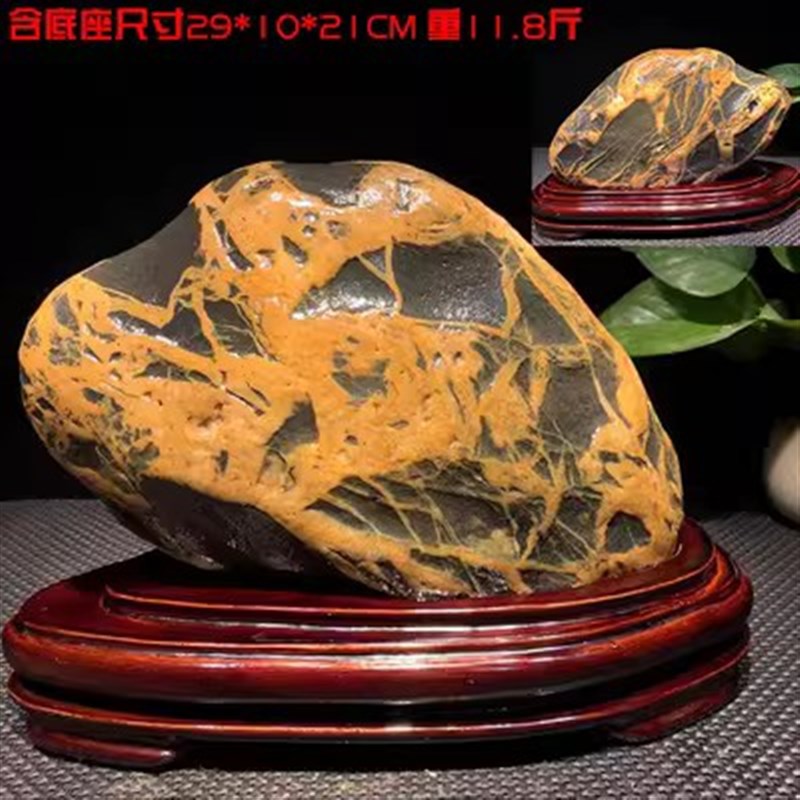 三江石金纹石原石收藏镇宅石观赏石水冲石精品造型石奇石桌面摆件